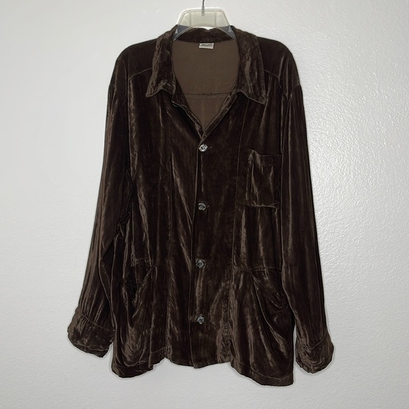 CP Shades Brown Velvet Pockets Oversized Lagenlook Jacket Shacket Size Medium - Picture 1 of 6